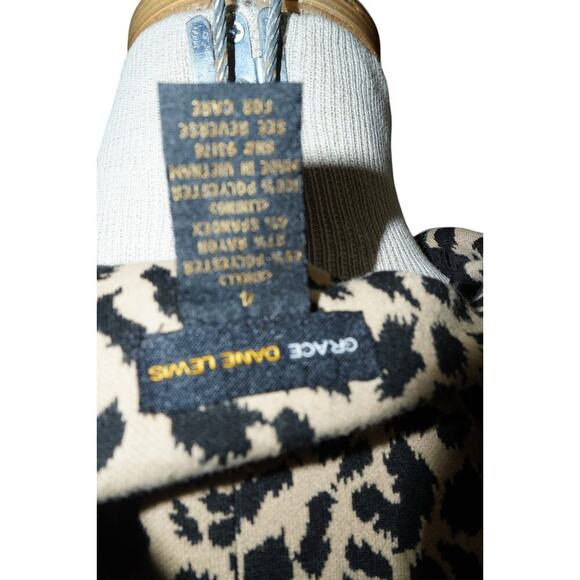 Grace Dane Lewis Women’s Size 4 Leopard Print Zip Front Fit & Flare Jacket Dress - Picture 6 of 7